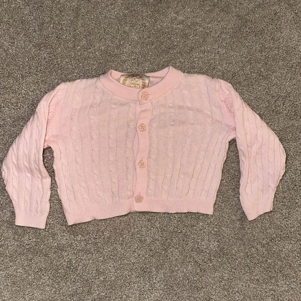The Beaufort Bonnet Company Pink Cable Knit Cardigan – 6–12 Months